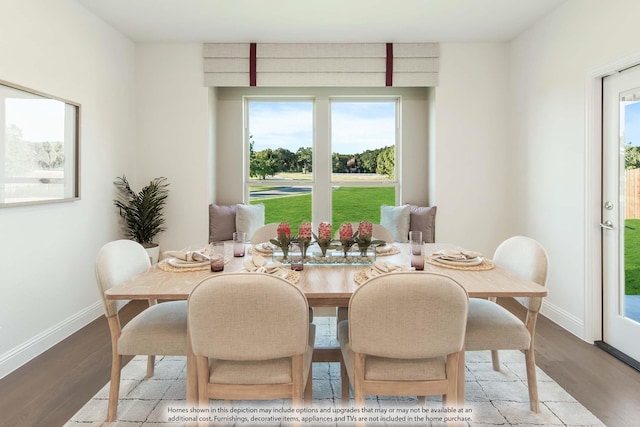 dining space featuring light wood-type flooring