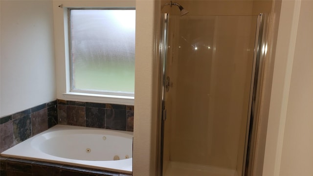 bathroom with independent shower and bath