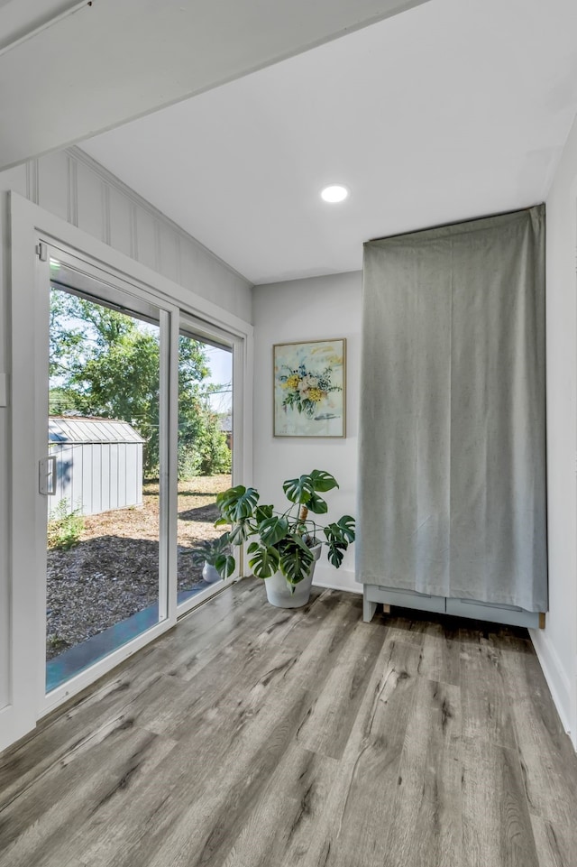 spare room featuring light hardwood / wood-style floors