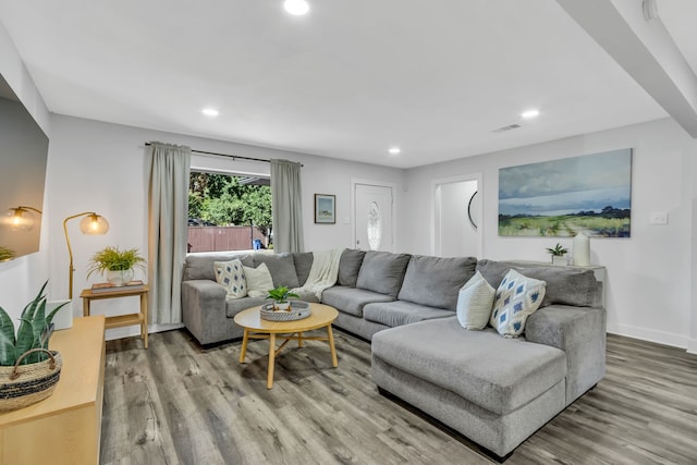 living room featuring light hardwood / wood-style flooring