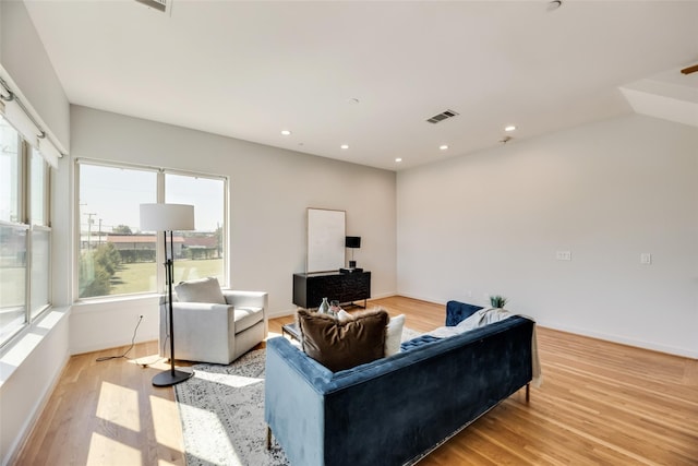 living room featuring light wood-type flooring