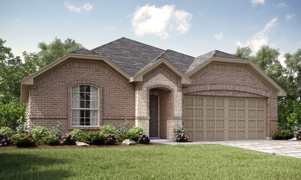 1807 Brave Dr, Crandall, TX 75114 - view of front facade featuring a front lawn and a garage