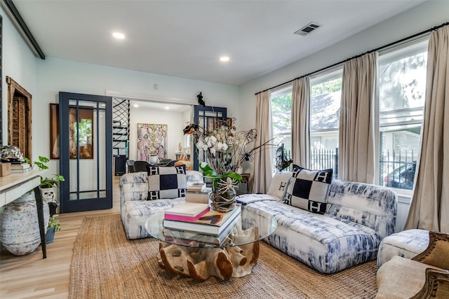 living room featuring light hardwood / wood-style flooring