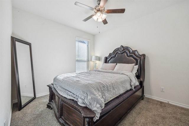 bedroom featuring carpet flooring and ceiling fan