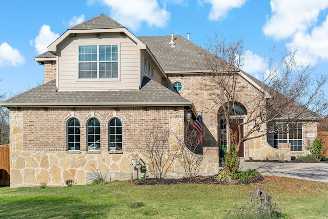 view of front of property featuring a front lawn