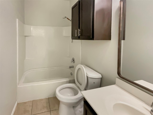 full bathroom featuring tile patterned flooring, shower / washtub combination, vanity, and toilet