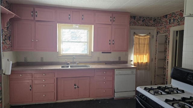 kitchen with white appliances and sink