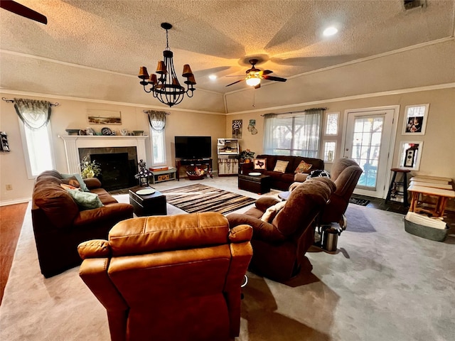 1030 Laurel Ln, Paris, TX 75460 - living room featuring ornamental molding, ceiling fan, and a textured ceiling