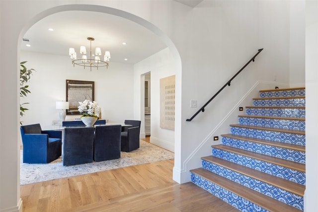 interior space with a chandelier