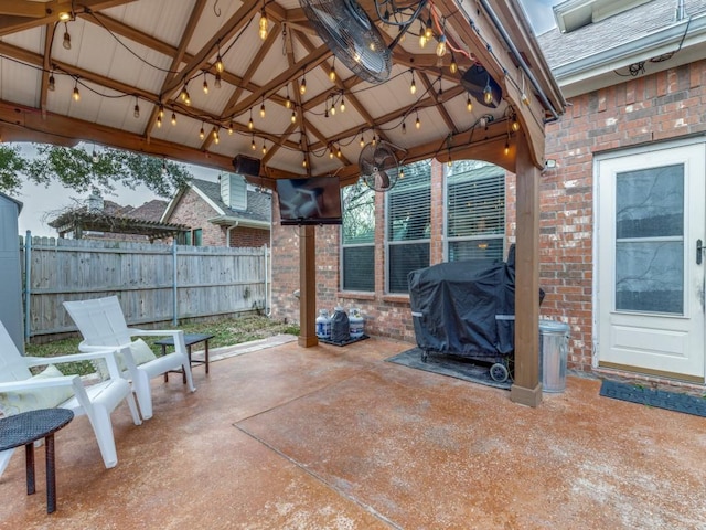 view of patio with a gazebo and grilling area