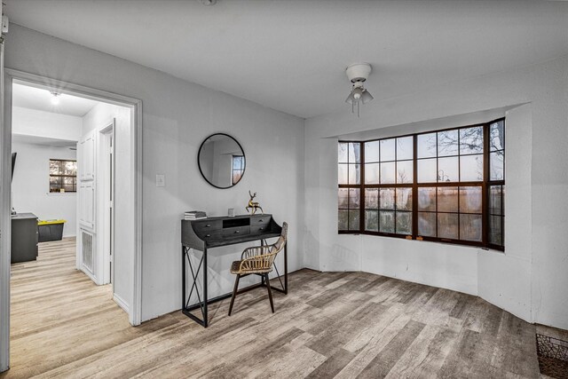 office with light hardwood / wood-style floors