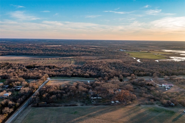 aerial view at dusk with a rural view