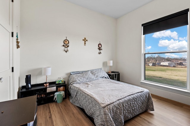 bedroom with hardwood / wood-style floors