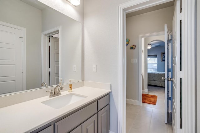 bathroom featuring vanity and tile patterned flooring