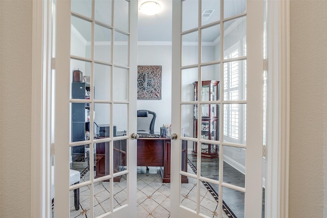 office space featuring french doors