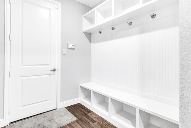 mudroom featuring dark hardwood / wood-style flooring