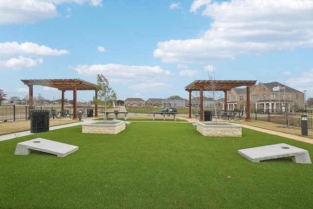 2402 Bulin Dr, Mansfield, TX 76063 - view of community featuring a pergola, fence, and a yard