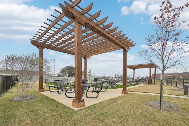 2402 Bulin Dr, Mansfield, TX 76063 - surrounding community featuring a yard, a pergola, fence, and a patio area