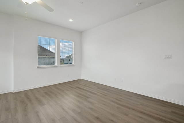 2402 Bulin Dr, Mansfield, TX 76063 - spare room featuring recessed lighting, baseboards, ceiling fan, and wood finished floors