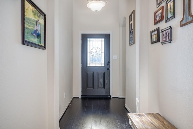 doorway to outside with dark hardwood / wood-style flooring