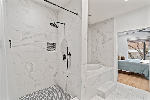 bathroom with plus walk in shower