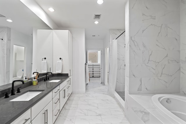 4111 Newton Ave Unit 2, Dallas, TX 75219 - bathroom with vanity and separate shower and tub