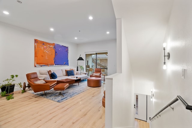 living room with wood-type flooring