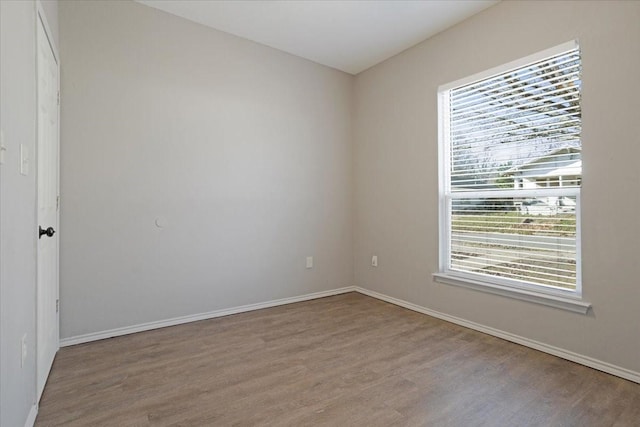 spare room with light hardwood / wood-style flooring