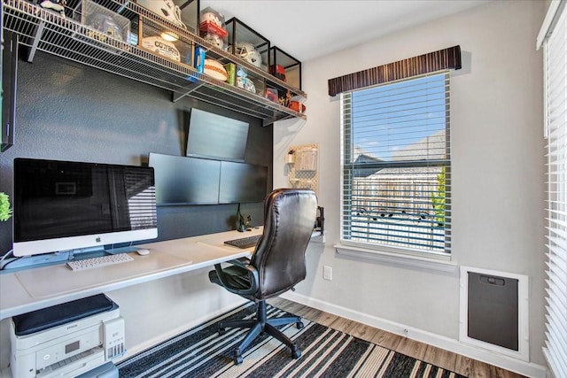 office area featuring hardwood / wood-style flooring