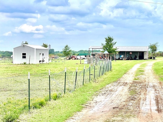 view of street with a rural view