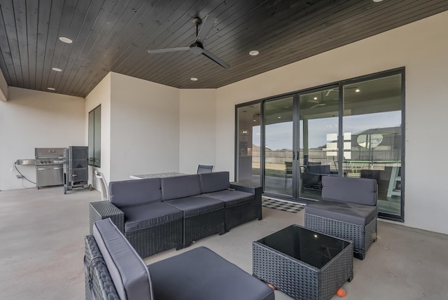 view of patio / terrace with outdoor lounge area and ceiling fan