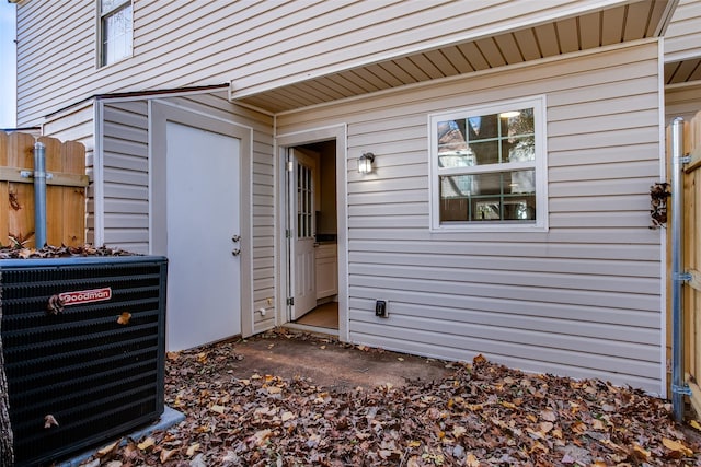 doorway to property with central AC