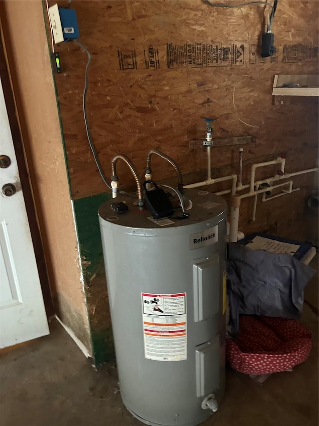 utility room featuring water heater