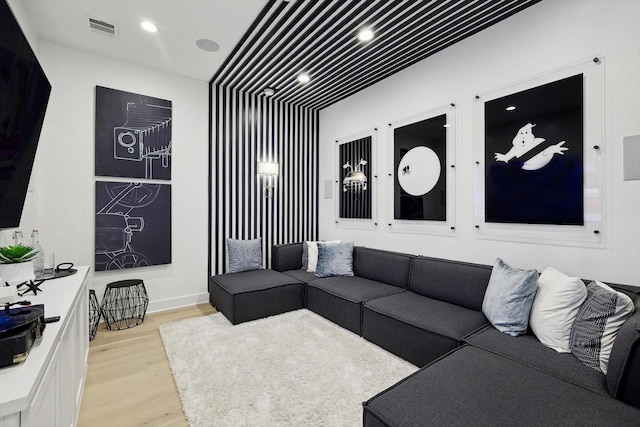 living room with light wood-type flooring