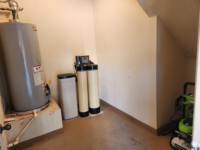 utility room featuring water heater