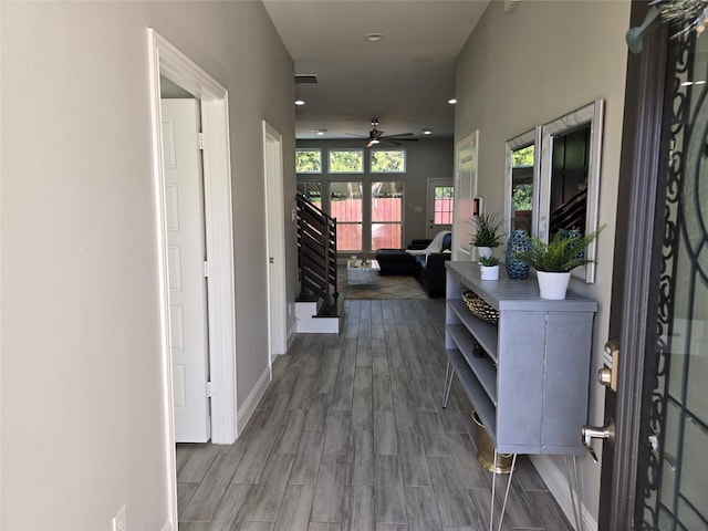 hall featuring hardwood / wood-style flooring