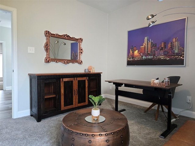 living area featuring carpet floors