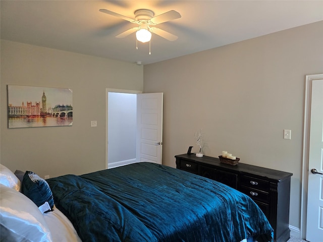 bedroom with carpet and ceiling fan