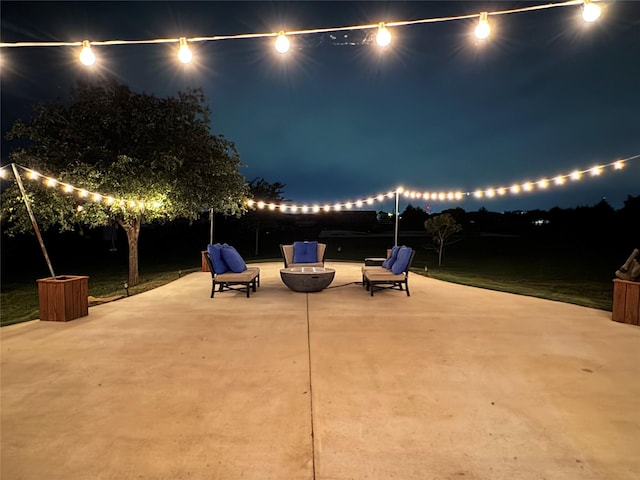 view of patio at twilight