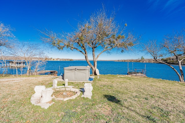 property view of water featuring a dock