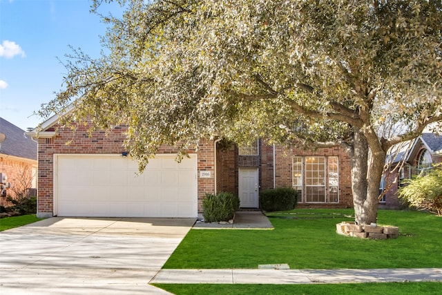 obstructed view of property featuring a front lawn