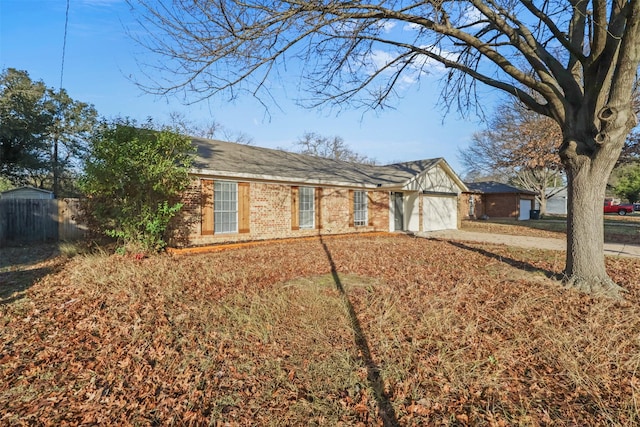 single story home with a garage