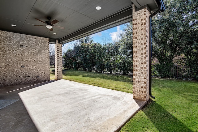 view of patio / terrace with ceiling fan