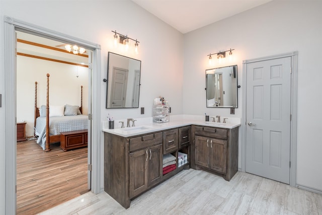 bathroom featuring hardwood / wood-style floors and vanity