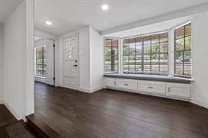 interior space with dark hardwood / wood-style flooring