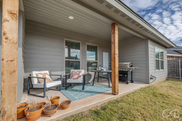 view of patio / terrace with a grill