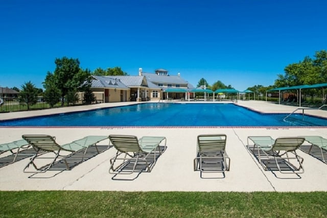 view of pool featuring a patio