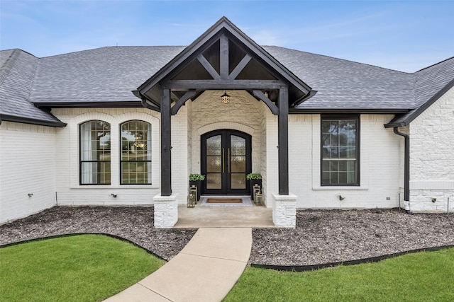 doorway to property with french doors