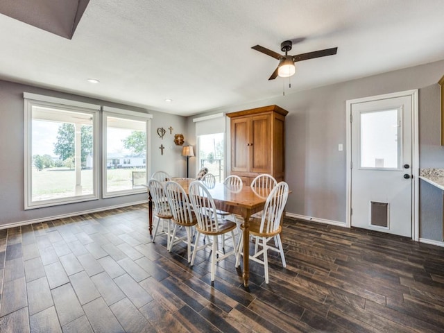 dining area featuring ceiling fan