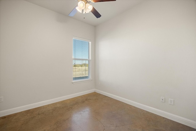 spare room with ceiling fan